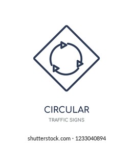 circular intersection sign icon. circular intersection sign linear symbol design from Traffic signs collection. Simple outline element vector illustration on white background