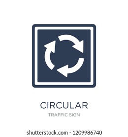 circular intersection sign icon. Trendy flat vector circular intersection sign icon on white background from traffic sign collection, vector illustration can be use for web and mobile, eps10