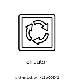 circular intersection sign icon. Trendy modern flat linear vector circular intersection sign icon on white background from thin line traffic sign collection, outline vector illustration