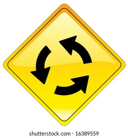 Circular Intersection warning sign - roundabout (us style) - vector file