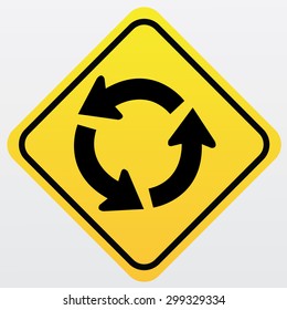 Circular Intersection warning sign. Traffic sign