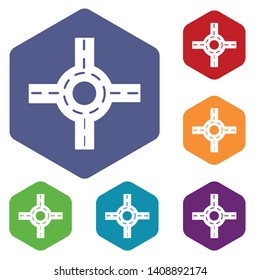 Circular intersectionicons vector colorful hexahedron set collection isolated on white