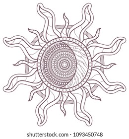 Circular intricate mandala design for coloring