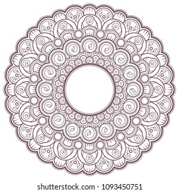Circular intricate mandala design for coloring