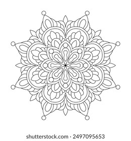 Circular intrivate design mandala coloring book page. Easy Mandala Coloring Book Pages for Adults to Relax, Experiences Give Relief. Resizeable Vector File