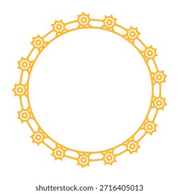 Marco islámico circular con intrincados patrones en oro. ideal para elegantes propósitos decorativos.