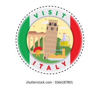 Circular Italy Tourism Fashion Patch Emblem Illustration