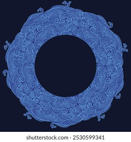 Circular Japanese wave seamless pattern background vector