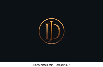 A circular JD DJ J D logo design template