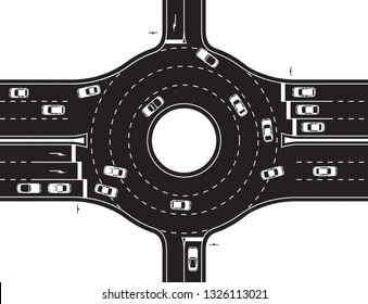 Circular junction of highway and road - vector illustration
