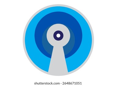 Circular com buraco de chave. Resumo moderno em cores azul arredondado e cinza. Clip-art editável.