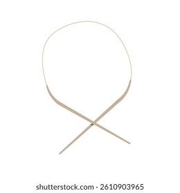 Circular knitting needles on a short line Vector illustration