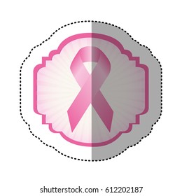 circular label with breast cancer symbol, vector illustration design