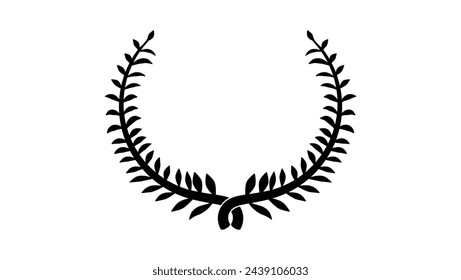 circular laurel foliate, black isolated silhouette