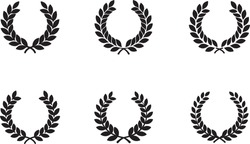 Circular laurel foliate vector icon set.
