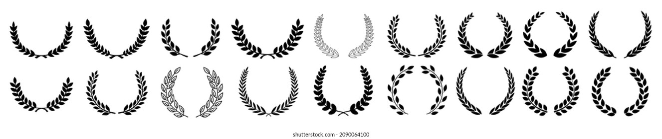 Circular laurel foliate vector icon mega set