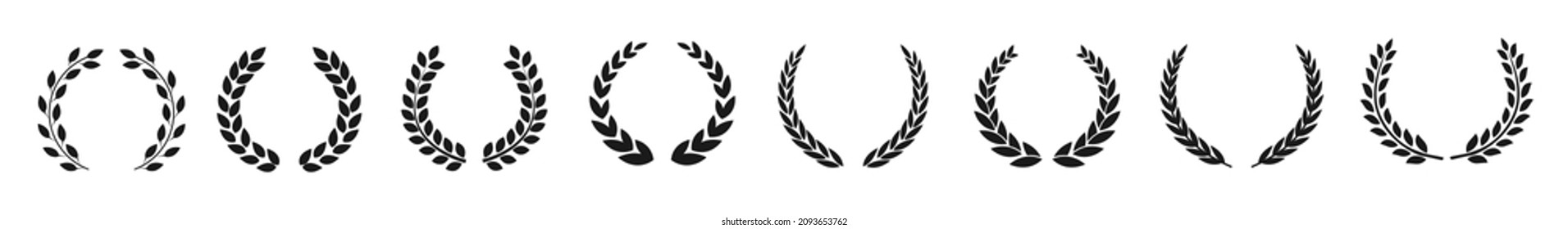 Circular Laurel Foliate Vector Icon Mega Set