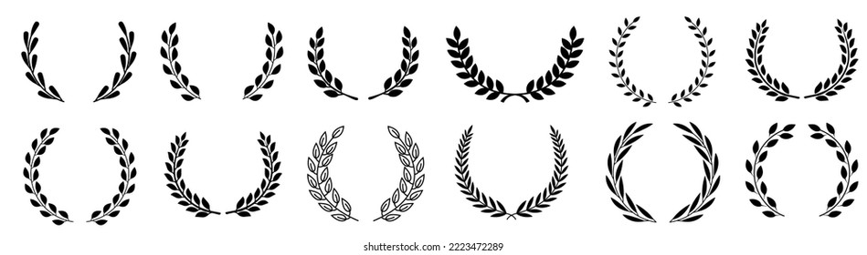 Circular laurel foliate vector icon