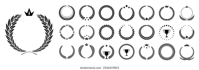 Circular laurel foliate vector icon