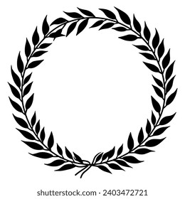 Circular laurel foliate vector silhouettes, Laurel wreath clipart bundle, Vintage branching wreaths.