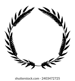 Circular laurel foliate vector silhouettes, Laurel wreath clipart bundle, Vintage branching wreaths.