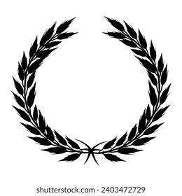 Circular laurel foliate vector silhouettes, Laurel wreath clipart bundle, Vintage branching wreaths.