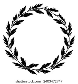 Circular laurel foliate vector silhouettes, Laurel wreath clipart bundle, Vintage branching wreaths.