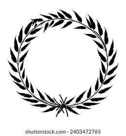 Circular laurel foliate vector silhouettes, Laurel wreath clipart bundle, Vintage branching wreaths.