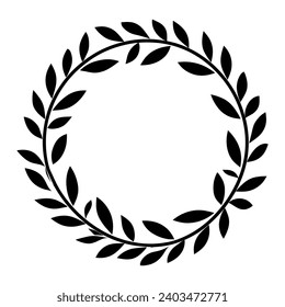 Circular laurel foliate vector silhouettes, Laurel wreath clipart bundle, Vintage branching wreaths.
