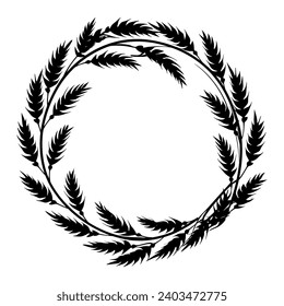 Circular laurel foliate vector silhouettes, Laurel wreath clipart bundle, Vintage branching wreaths.