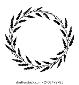 Circular laurel foliate vector silhouettes, Laurel wreath clipart bundle, Vintage branching wreaths.