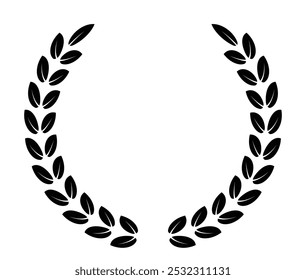 Circular laurel leaves and branch illustration 