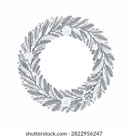 Circular laurel wreath with intricate leaf and berry details