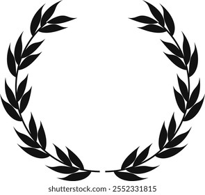 Circular laurel wreath, a symbol of victory and achievement, forming a perfect circle, ideal for representing success and triumph