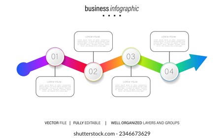 diagrama de diseño circular con 4 listas de pasos, diagrama de diseño circular plantilla de elemento infográfico
