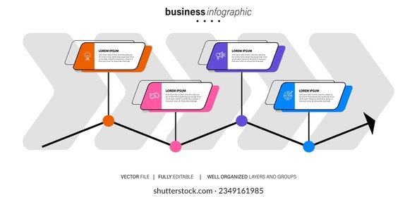 diagrama de diseño circular con 4 listas de pasos, diagrama de diseño circular plantilla de elemento infográfico

