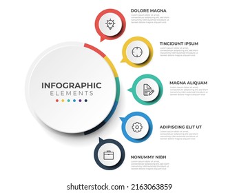 circular layout diagram with 5 list of steps, circular layout diagram infographic element template