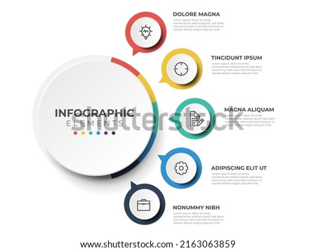 circular layout diagram with 5 list of steps, circular layout diagram infographic element template