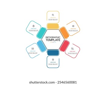 Diagrama de layout circular com 6 etapas, modelo de elemento infográfico de diagrama de layout circular.