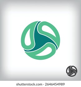 Circular leaf logo. Unique design identity. Geometric herbal flat logo template.