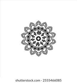 Circular leaf pattern in form of mandala for Henna, Mehndi, tattoo, decoration.