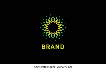 Circular leaf template logo with gradient yellow-green
