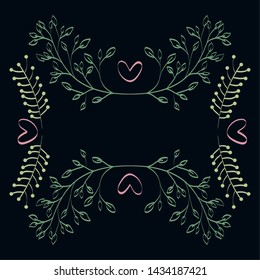 circular leafs crown with heart frame boho style