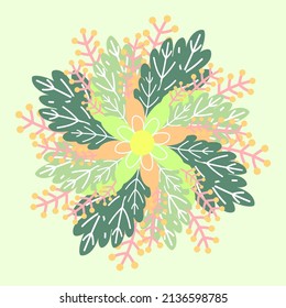 circular leafy flower vector concept