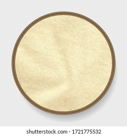 Borde De Cuero Circular Con Espacio En Blanco Para Copiar Material En Basura En Fondo Blanco Con Sombra