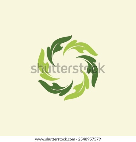 Circular Leaves Logo Design. Organic Symbol Icon