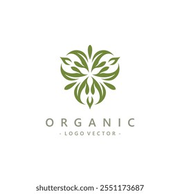 Circular Leaves Vector Illustration. leaf Flower Organic Logo