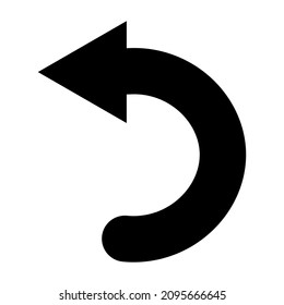 Circular left and up arrow. Direction signpost. Black figure. Navigation concept. Vector illustration. Stock image. 