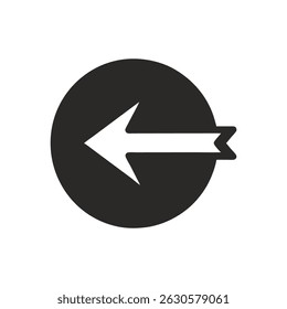 Circular Left Arrow Icon Black Silhouette Vector on White