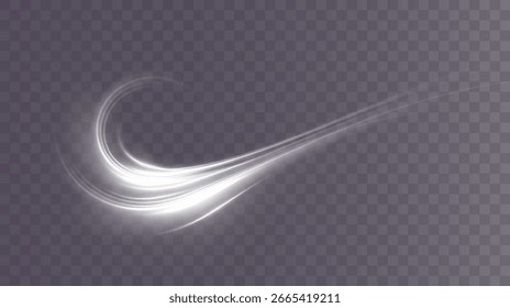 Efecto de luz transparente de destello de lente circular: borde de elipse brillante abstracto con brillo rotacional brillante, traza de anillo de energía y marco de Vector redondo brillante